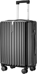 MGOB 24 Inch Luggage, Suitcases with Spinner Wheels, Checked Luggage with TSA Lock, Hard Case Luggage with Expandable, Black Lightweight Luggage